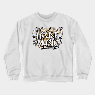 HOUSE MUSIC  - Graffiti Steez (Orange/Black) Crewneck Sweatshirt